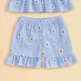 thumbnail image 4 of KPOPLK Toddler Girl Clothes Summer Baby Girl Cute Sleeveless Tank Tops with Bow and Ruffled Shorts 2Pcs Outfits Set(2-3 Years,Blue), 4 of 5