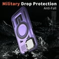 thumbnail image 6 of ELEHOLD Magnetic Case for iPhone 15 Pro, Military Grade Shockproof Rugged Case Built-in Metal Camera Cover with Stand,Purple, 6 of 6