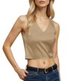 thumbnail image 3 of Crop Tank Tops for Women Lightweight Casual Cotton Linen V Neck Sleeveless Shirt Going out Tops Summer Outfits, 3 of 8