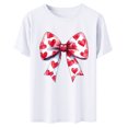 thumbnail image 5 of Wowcloth Woman's Short Sleeve T-Shirt, Valentine's Day Bow Design, Fashionable Printed Casual Top for Daily Wear and Valentine's Day, 5 of 6