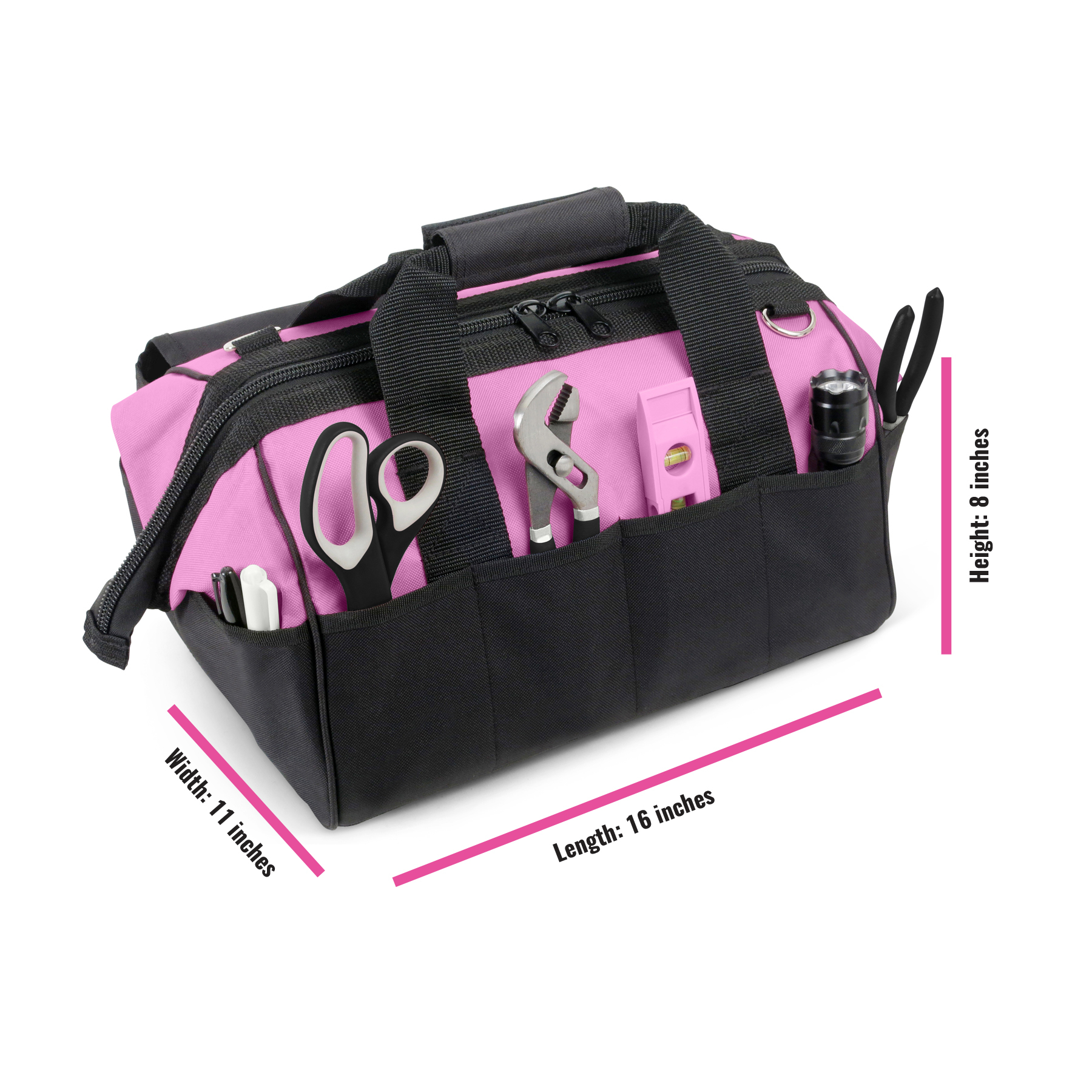 Pink Power 16-Inch Women's Tool Tote with 22 Pockets photo 3