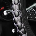 thumbnail image 5 of Elastic Stretch Car Steering Wheel Cover, Leather Auto Steer Wheel Protection for 14.5-15 Inch, Anti-Slip Cute Vehicle Interior Protective Accessories Universal for SUV, Truck, Sedan（Black）, 5 of 5