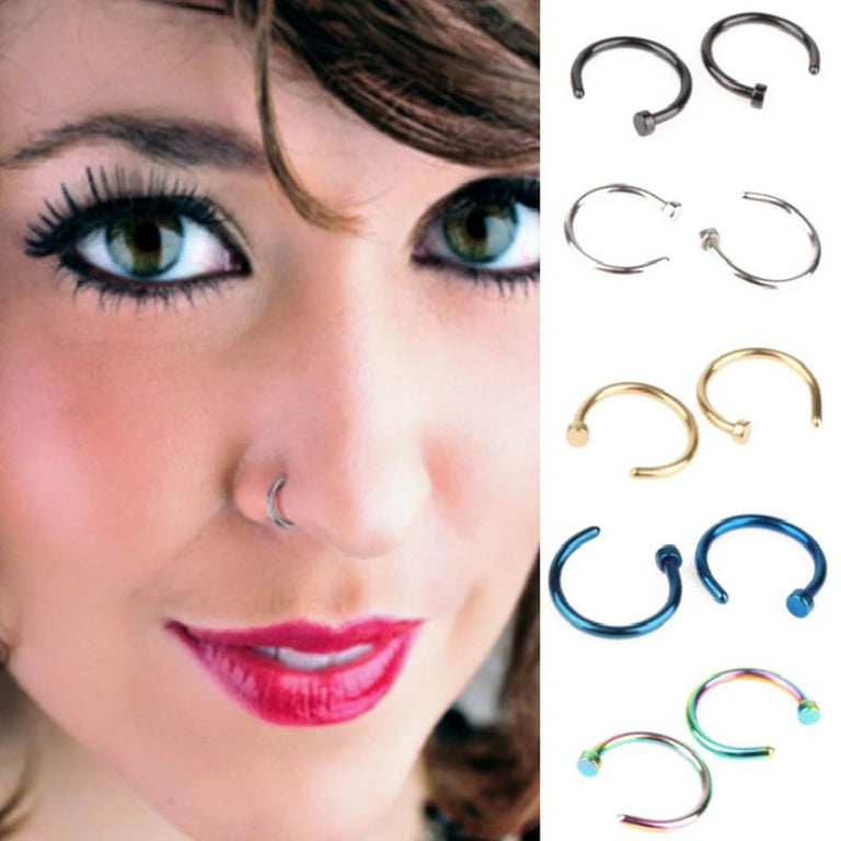 15pcs Minimalist Nose Cuff Stainless Steel Fake Nose Rings For