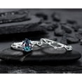 thumbnail image 2 of Pear Cut Alexandrite and Diamond Engagement Ring, 14K White Gold Twig Branch Promise Ring, Silver 925 Wedding Ring Gift For Women, 2 of 5