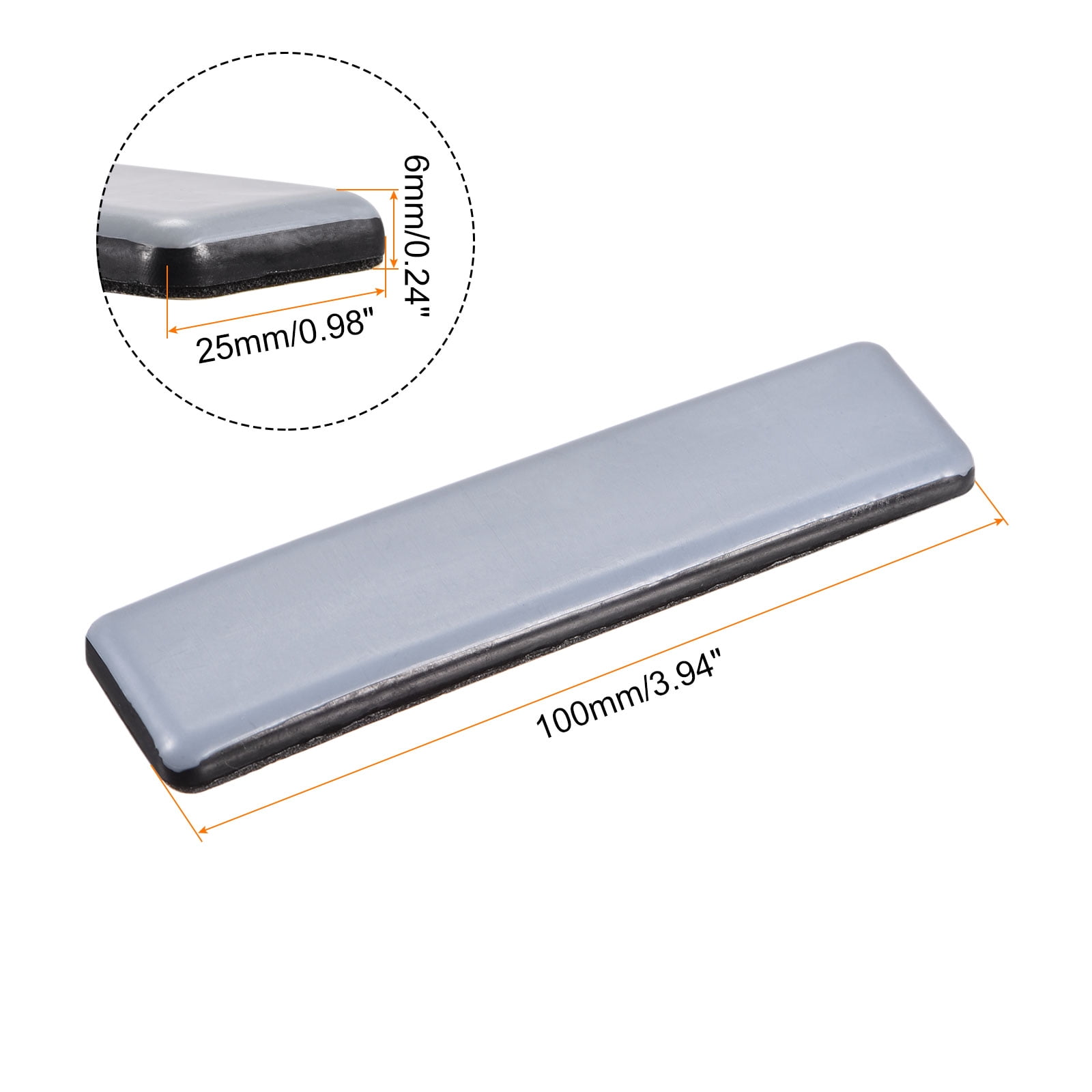 Unique Bargains Rectangle PTFE Furniture Sliders with Adhesive Self Stick 100mm x 25mm
