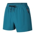 thumbnail image 4 of Besolor Athletic Shorts for Men Summer Lightweight Casual Loose Fitness Running Drawstring Elastic Waist Zipper Pockets Shorts(Medium,Blue), 4 of 5