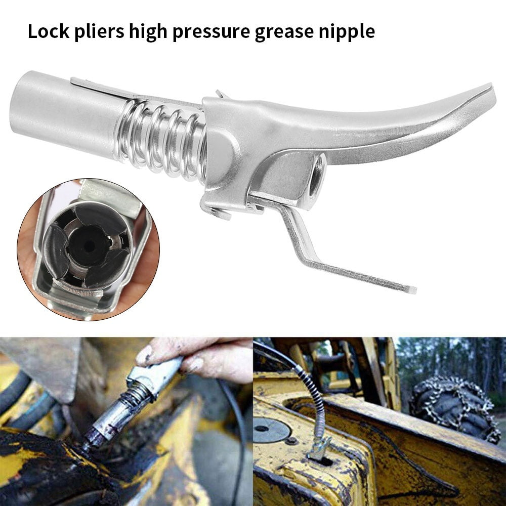 Grease Coupler Lock Pliers Stainless Steel High Pressure Self-Locking Lube Tools 