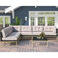 thumbnail image 4 of Syngar Outdoor Sofa Chairs Set, Patio Metal Furniture Set with Gray Cushions, 7 Piece Conversation Sofas with Corner Sofas, Armless Sofa and Coffee Table, for Backyard, Poolside, Deck, Balcony, 4 of 8