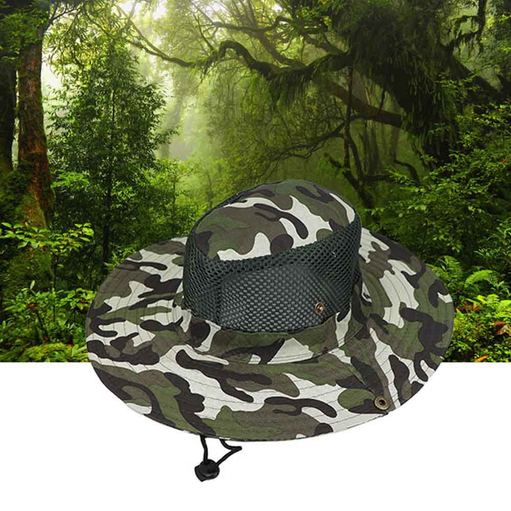 Chapeau Bucket Camouflage Pêche Chasse, Large Bord, Respirant, Protection Solaire