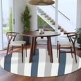 thumbnail image 4 of Blue Gray Striped Large Area Rugs for Bedroom Living Room, Soft Non Slip Carpet Bedside Rug, Farmhouse Stripe Art Round Floor Cover Kitchen Accent Rug 7' for Dining Room/Office, 4 of 9