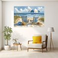 thumbnail image 3 of Blue Striped Beach Chair Umbrella Seaside Framed Wrapped Canvas Posters for Kitchen Bathroom Dorm Decor, Ready to Hang12"L x 8"W, 3 of 10