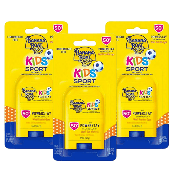 Banana Boat Kids Sport Broad Spectrum Sunscreen Stick with SPF 50 0.50 oz (Pack of 3)