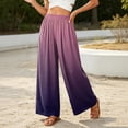 thumbnail image 7 of Gradient Ombre Wide Leg Pants for Women, High Waist Flowy Palazzo Trousers - Boho Summer Beach Vacation Bottoms Purple Pink XXL, 7 of 7