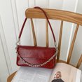 thumbnail image 3 of Bolso de mano para mujer, con cadena, estilo retro, de piel suave, para las axilas, de color liso, 3 of 5