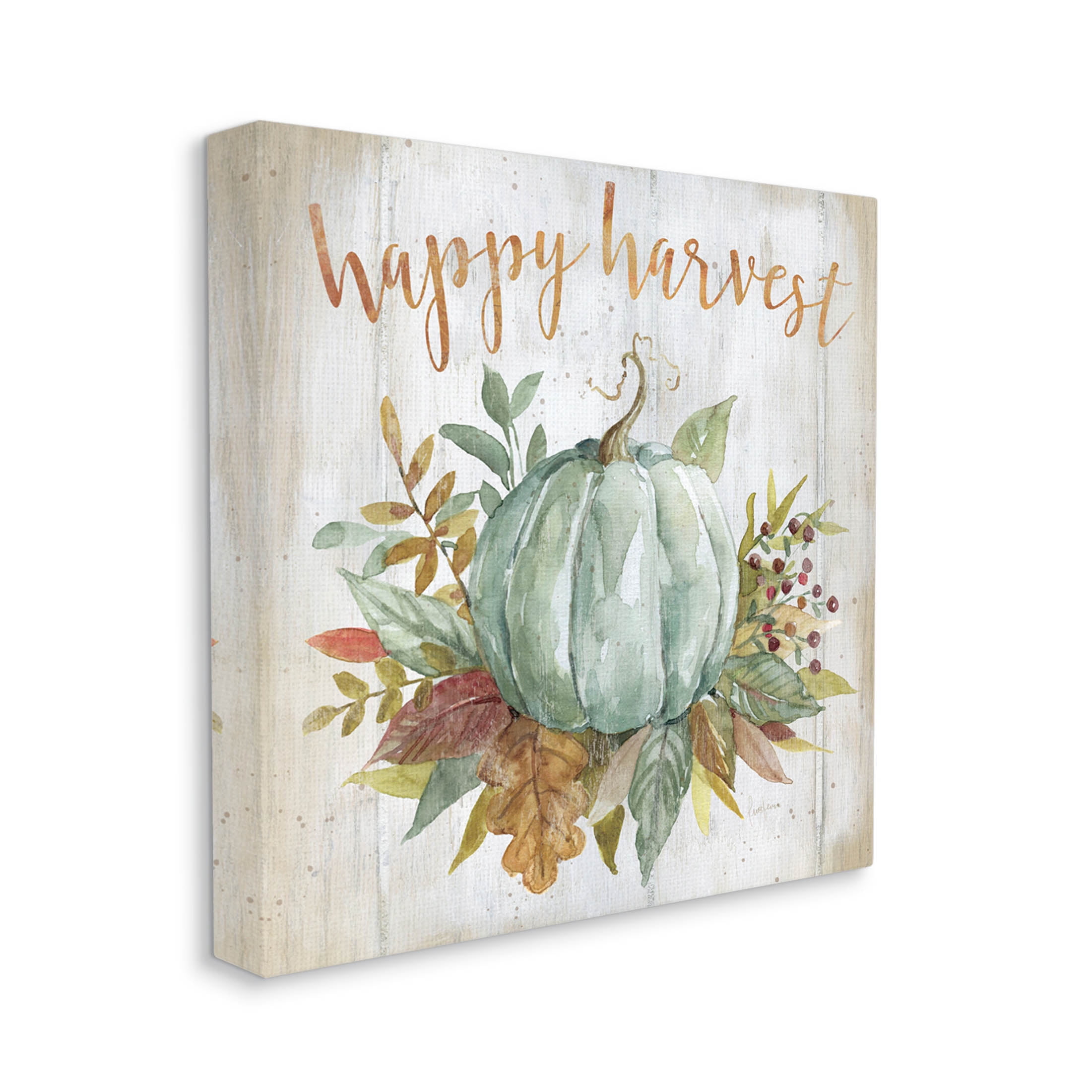 Stupell Industries Happy Harvest Seasonal Pumpkin Graphic Art Gallery Wrapped Canvas Print Wall Art, Design by Livi Finn