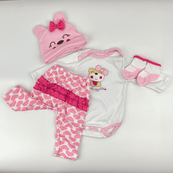 BZDOLL 20-22 Inch Reborn Doll Four-Piece Set, Suitable For 20-22 Inch Reborn Dolls. Reborn Doll Accessories Include A Hat, T-Shirt, Pants, And Socks.