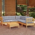 thumbnail image 1 of vidaXL 6 Piece Garden Lounge Set with Grey Cushions Solid Pinewood, 1 of 5