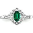 thumbnail image 5 of Sterling Silver Rhodium-Plated Created Emerald & Diam. Ring (Size 6) Made In India qbr22may-6, 5 of 5