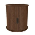 thumbnail image 5 of GZXS Mid-Century Modern Cylinder Nightstand with Charging Station, 23.62" Round Side Table with Sliding Door and 2-Tier Storage, for Bedroom & Living Room, Walnut Finish, 5 of 10