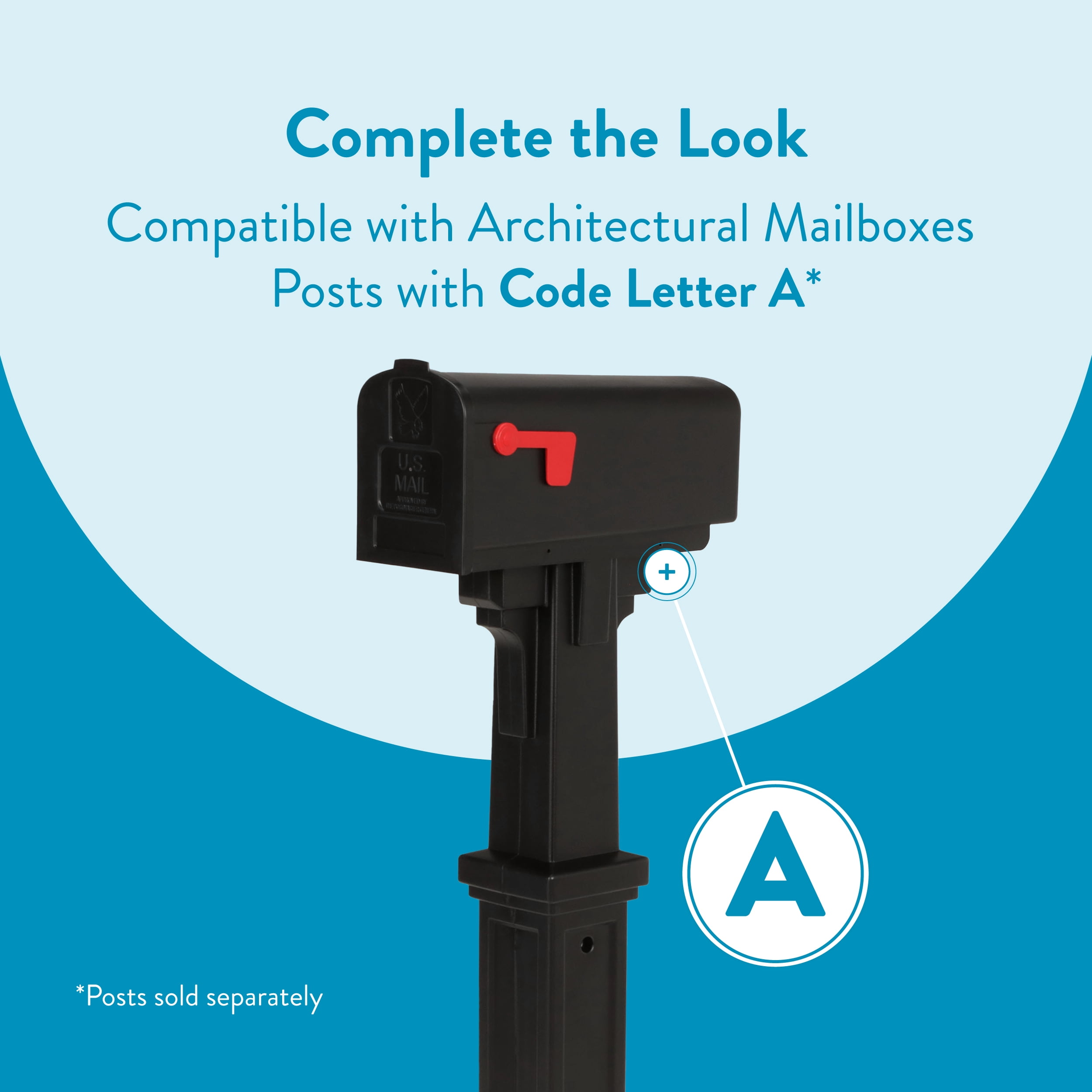 Architectural Mailboxes Parsons Plastic, Medium, Post-Mount Mailbox in Black
