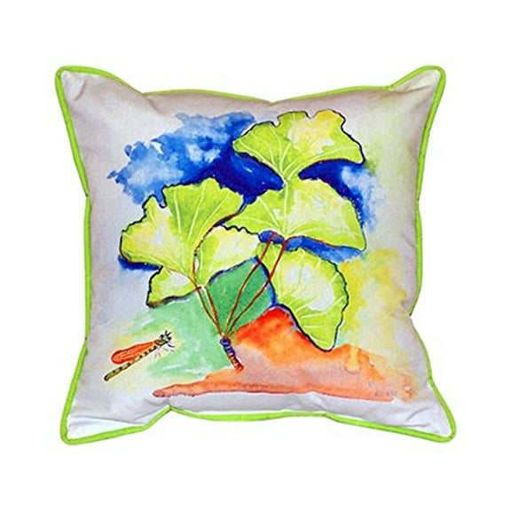 Betsy Drake ZP152 Ginko Leaves Indoor & Outdoor Throw Pillow- 22 x 22 in.