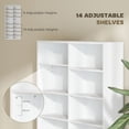 thumbnail image 4 of 9-Tier White Media Shelf | Adjustable DVD & CD Storage Rack - 68.9" Tall | Living Room, Office & Entryway Organization, 4 of 7