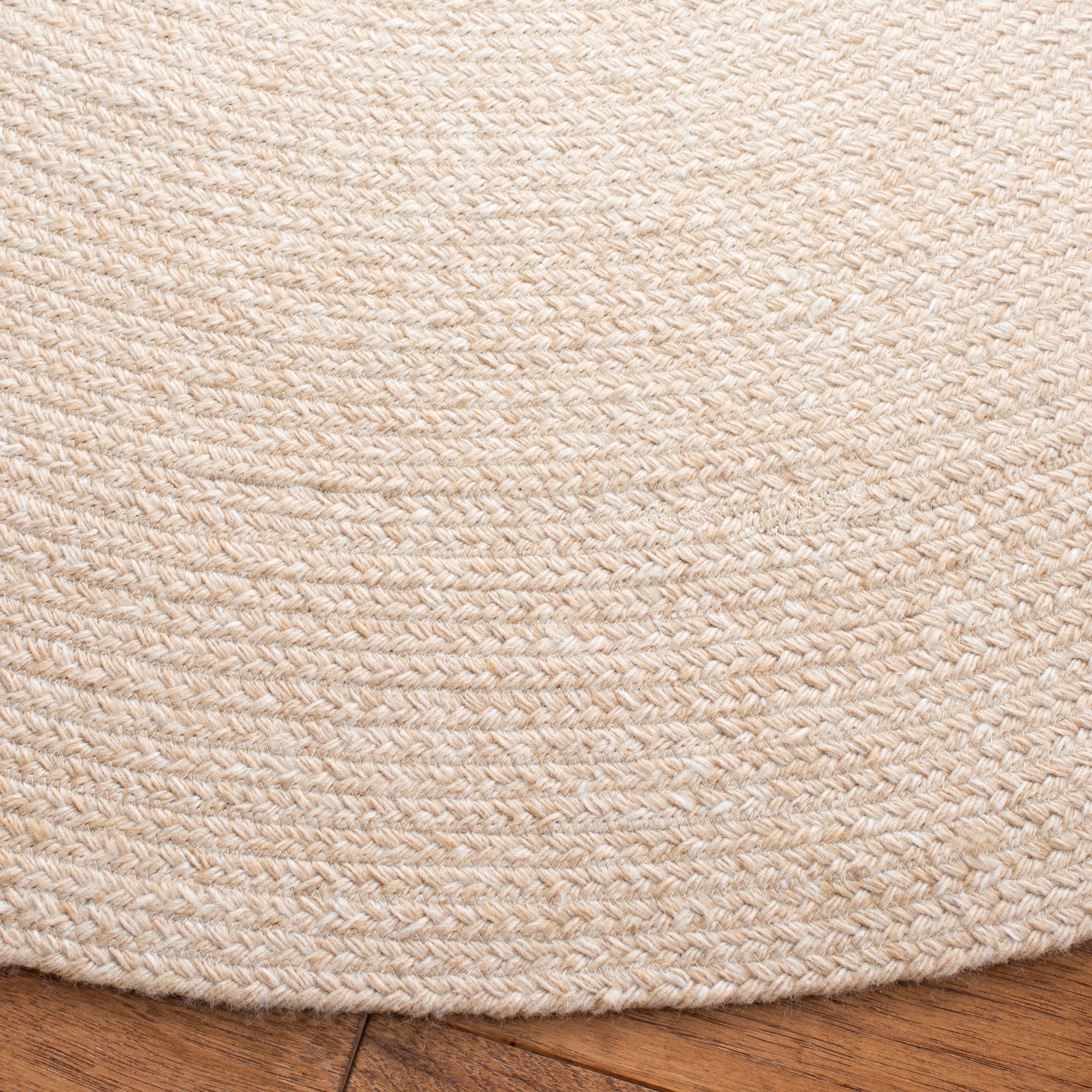 SAFAVIEH Braided Caleb Solid Polyester Reversible Area Rug, Beige, 10' x 10' Round