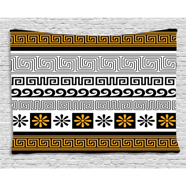 Greek Key Tapestry, Set of Traditional Ornaments from Greece Historical