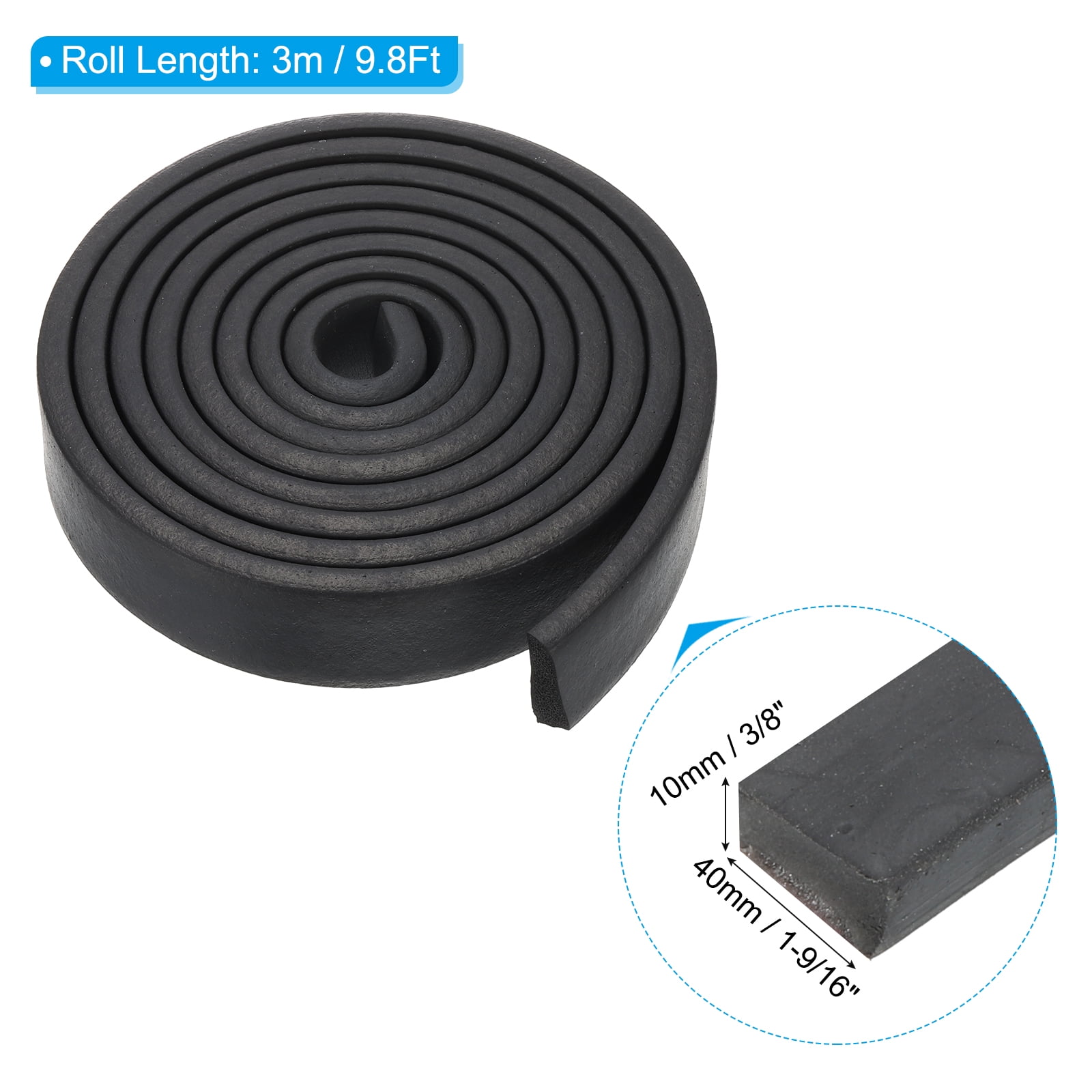 Uxcell 9.8Ft Weather Stripping Door Seal, 1-9/16"W x 3/8"T EPDM Rubber Foam Seal Strip