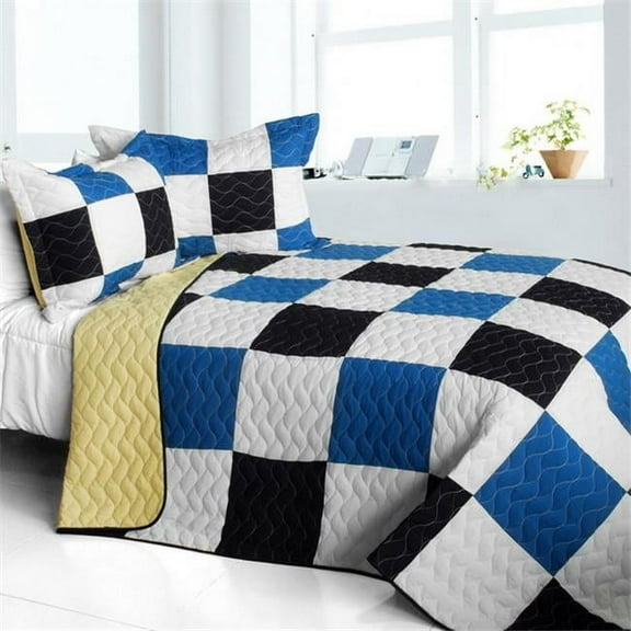 Delicate Plaid - A  Vermicelli-Quilted Patchwork Plaid Quilt Set  Full & Queen Size - Multicolor