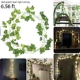 thumbnail image 5 of Paquete de 2 luces de cadena de hojas de hiedra verdes de 6.56 pies con pilas, 40 LED con pilas, guirnalda artificial para plantas, vid, luz de hadas (blanco cálido), 5 of 5