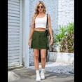thumbnail image 4 of Women Cargo Mini Skirt Denim Jean Dress with Pocket Green S, 4 of 7