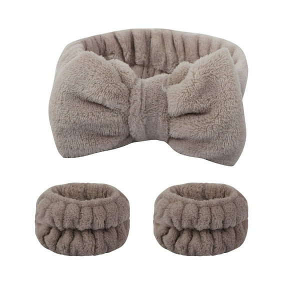 Women Face Wash Headband Wristband Set, Spa Facial Makeup Headbands, Soft Coral Fleece Skincare Headband, Bow Wrist Band for Washing Face, Mask Spa Gifts