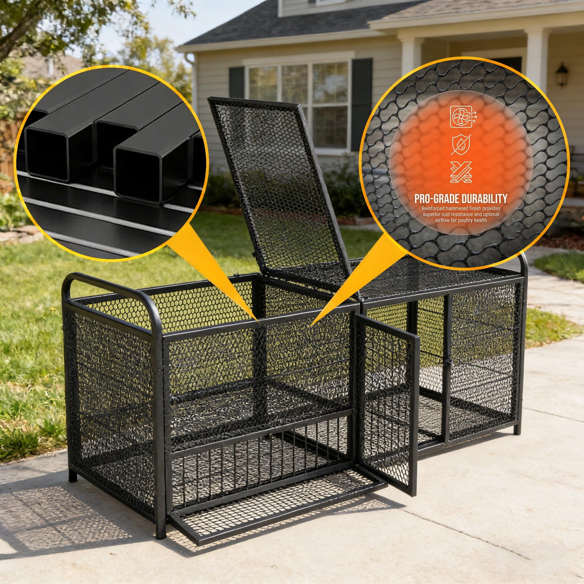 63" Chicken Cage Metal Poultry Breeding Coop,Thickened Chicken Coop Durable Chicken, Large Poultry Cage for Hen House,Chicken Coop Run Enclosure Pen For Duck Coop and Rabbit Run