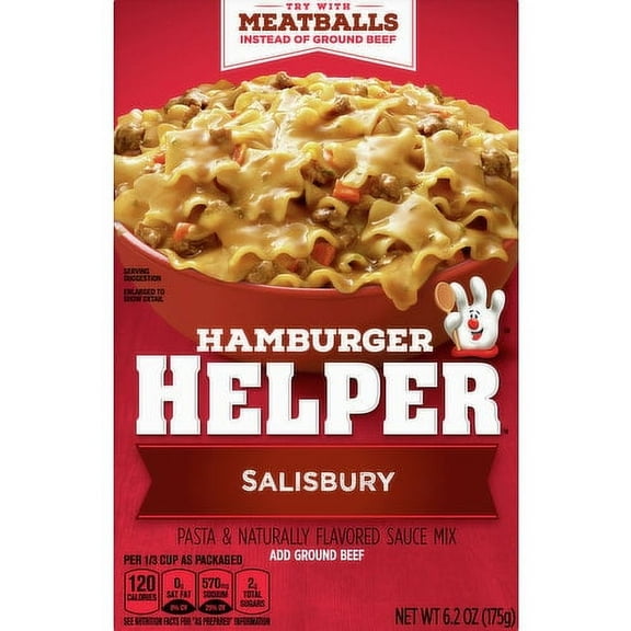 Hamburger Helper Pasta & Sauce Mix, Salisbury, 6.2 oz Box, Quantity of 2