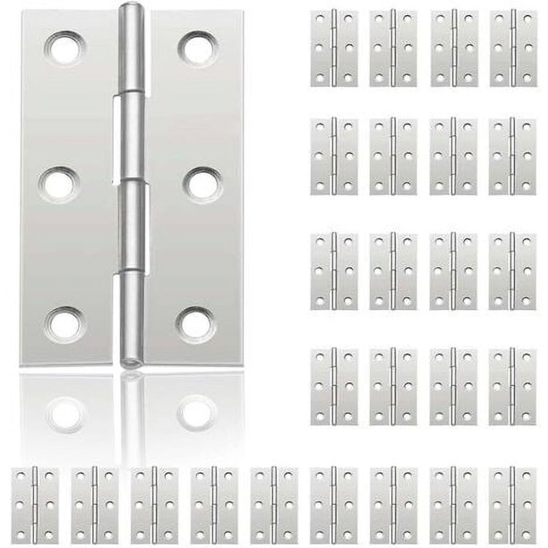 Paquete de 24 bisagras pequeñas para puerta, bisagras de acero inoxidable, bisagras para puerta de gabinete de bricolaje, bisagras para piano, joyero, gabinete de hardware para el hogar (44 mm * 32 mm) Ormromra BST3056069