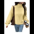 thumbnail image 3 of Suéter de Cuello Alto para Mujer, Jersey de Punto Grueso de Larga con Dobladillo Alto y Bajo, Top Moderno para Otoño e Invierno. Amarillo S, 3 of 9