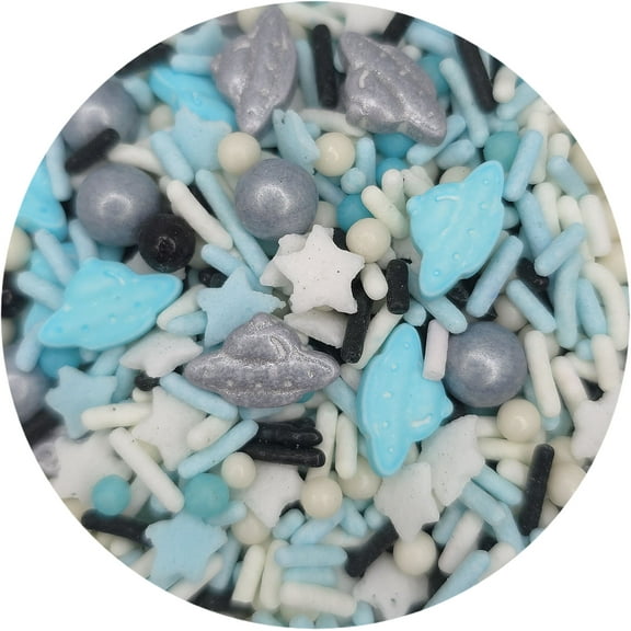 NCS UFO Spaceship Mix Edible Candy Toppers, 8 ounces - Great for cupcakes, cookies, cakes, cake pops, and party tables