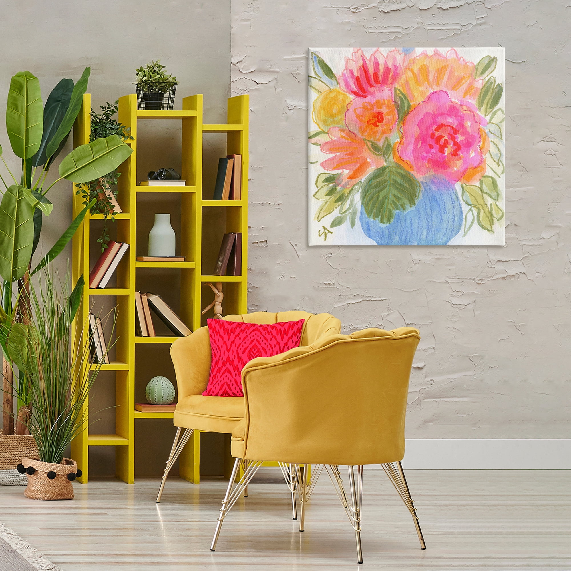Stupell Industries Full Blossoms Bouquet Plants & Flowers Painting Wrapped Canvas Art Print Wall Art, 30 x 30