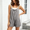 thumbnail image 5 of Ailaofu Womens Summer Sleeveless Overall Romper Shorts Adjustable Strap Solid Color Loose Casual Short Overalls with Pockets, 5 of 8