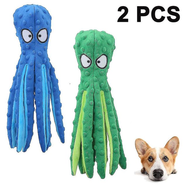 Juguetes chirriantes para perros Pulpo: juguetes de peluche para perros para la dentición de cachorros, juguetes interactivos duraderos para masticar perros pequeños y medianos que entrenan y red