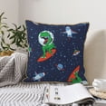 thumbnail image 6 of Kll Dinosaur Astronaut Space Surfing Decorative Throw Pillow Covers Velvet Soft For Couch Sofa Bedroom Living Room Outdoor -20"X20", 6 of 8