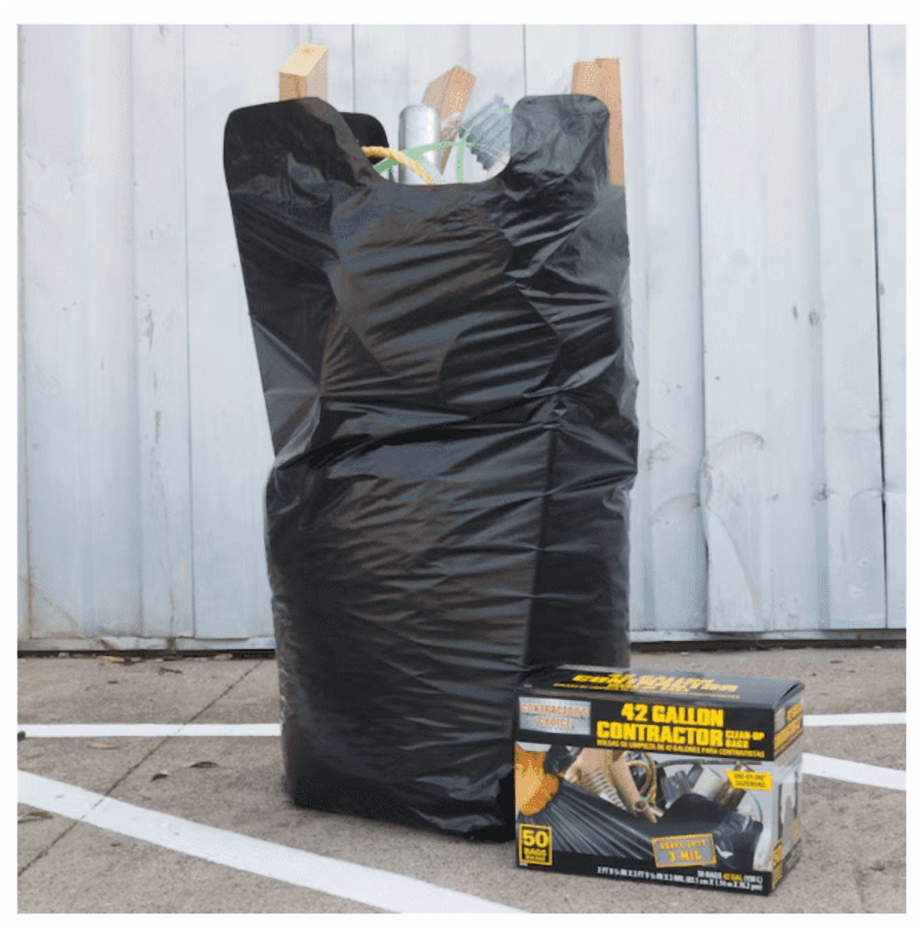 contractor's choice 50-count 42-gallon outdoor construction trash bags