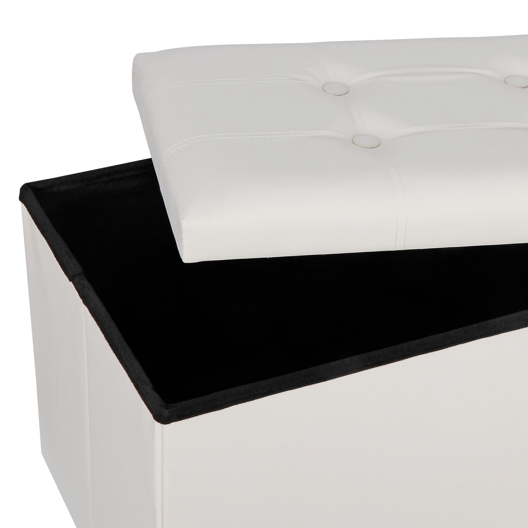 ZENY 30" Folding Storage Ottoman Bench Entryway MDF PVC Faux Leather Finish, White