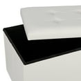 thumbnail image 3 of ZENY 30" Folding Storage Ottoman Bench Entryway MDF PVC Faux Leather Finish, White, 3 of 11