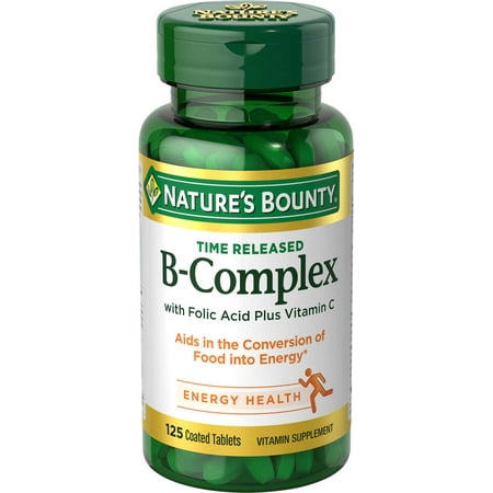Nature's Bounty® Vitamin B Complex with Folic Acid Plus Vit C, 125 Time Release (Best Source Of Vit C)