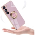 thumbnail image 5 of Compatible with Rose Gold Galaxy S23 Plus Case for Women Girls Kickstand Ring Holder 360 TPU Rotation Ring Case with Stand Plating Edge Work with Magnetic Mount Slim Luxury Case, Gray, 5 of 9