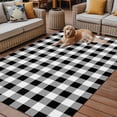 thumbnail image 2 of Fsddascl Black and White Plaid Outdoor Rug for Patio/Deck/Porch, Non-Slip Large Area Rug 5 x 8 Ft, Farmhouse Checkered Buffalo Indoor Outdoor Rugs Washable Area Rugs, Reversible Camping Rug Carpet, 2 of 5