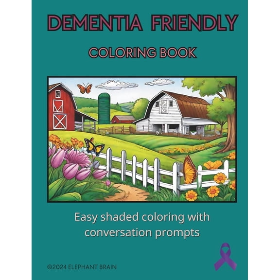 Dementia Friendly Coloring Book: Easy shaded coloring with conversation promts, (Paperback)