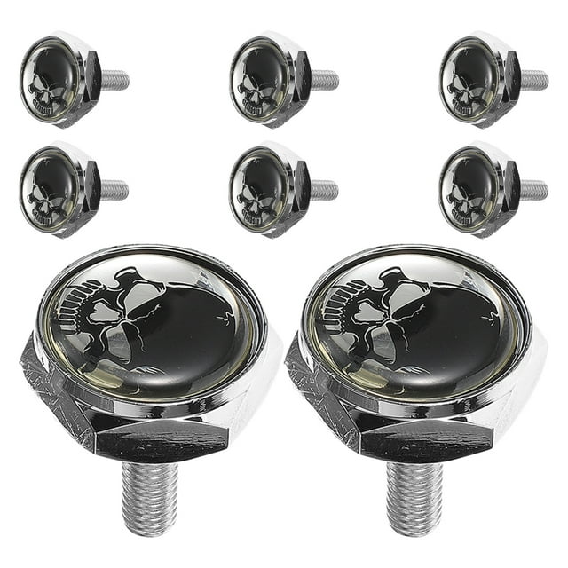 Miangastore 8pcs Universal Skull License Plate Screws Set Anti-Theft Decorative Fasteners For Cars Trucks And Motorcycles